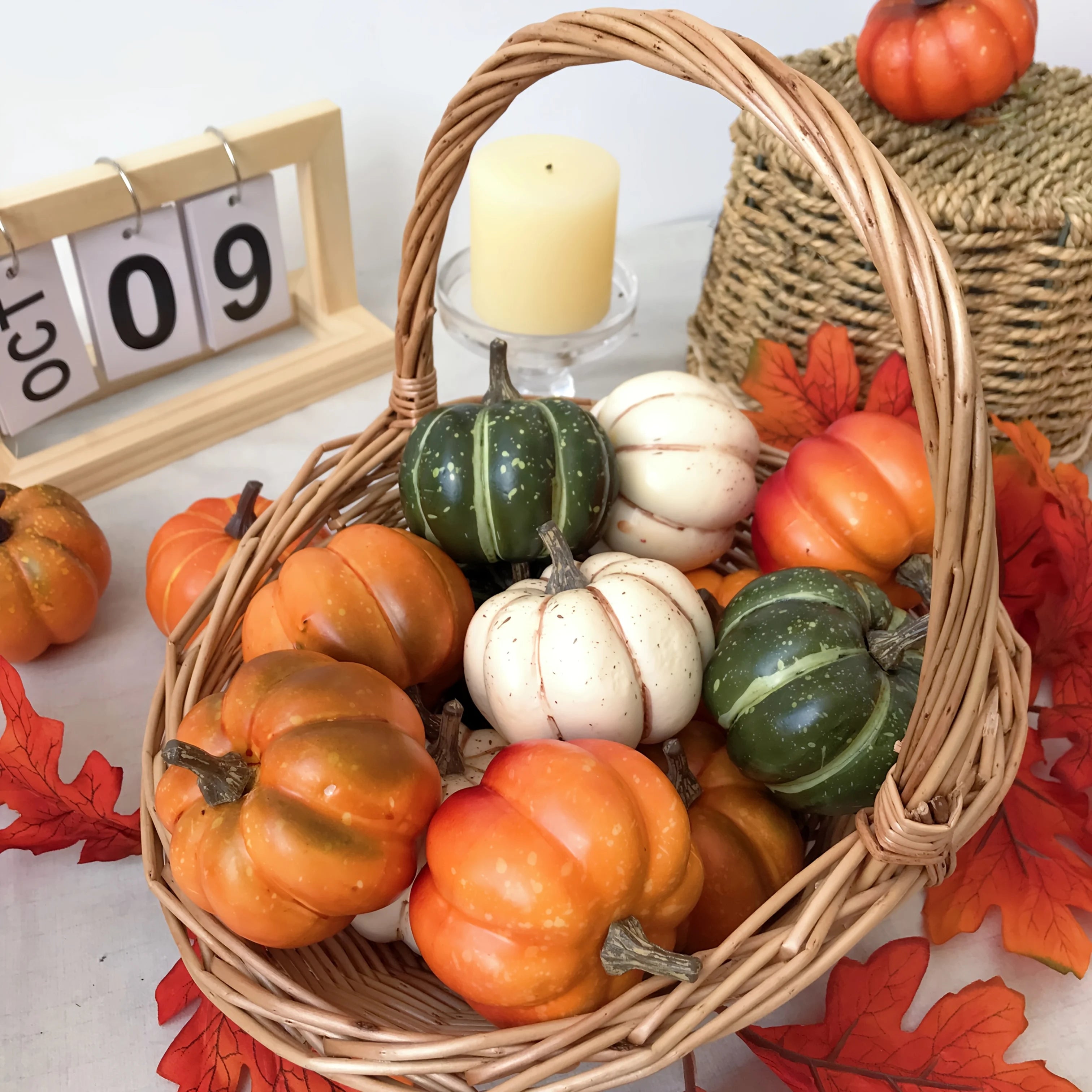 9PCS Artificial Pumpkins – Autumn Harvest & Halloween Decorations