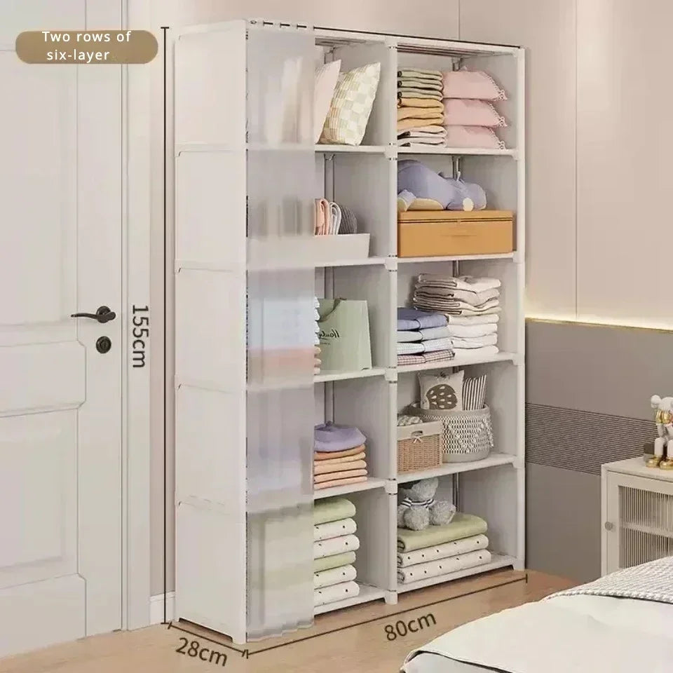 6/5-Layer Dustproof Wardrobe – High Capacity Storage Cabinet