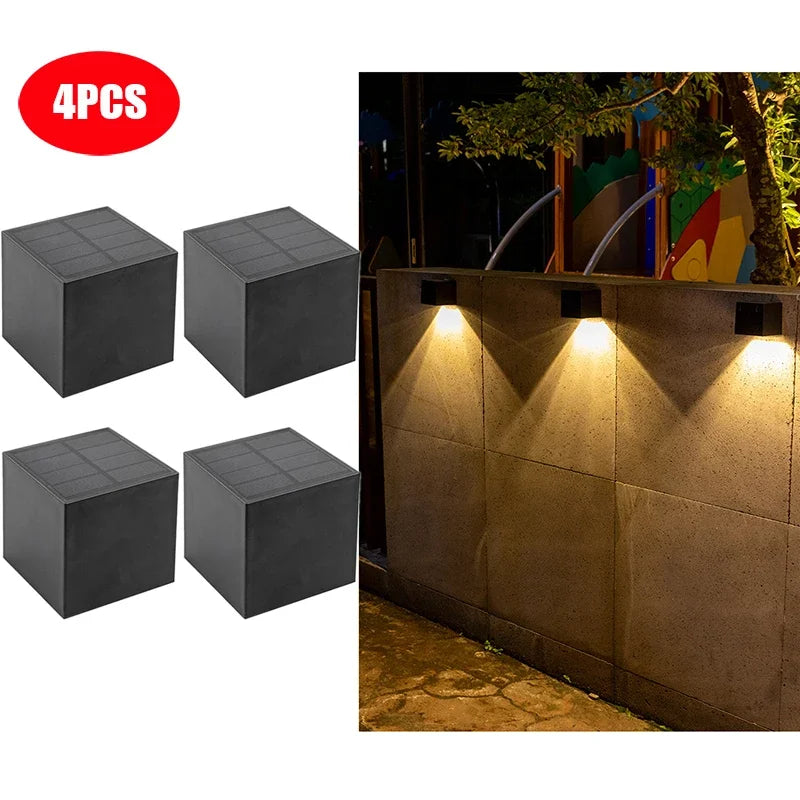 LED Solar Garden Wall Lamp – Outdoor Square Fence & Courtyard Light