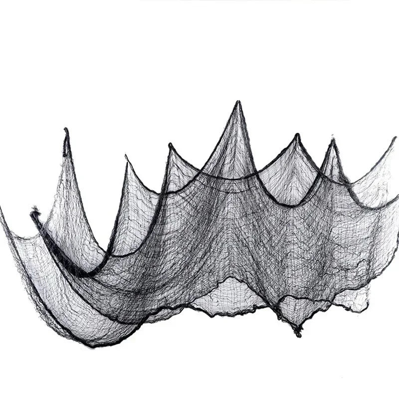 76x183cm Halloween Black Creepy Gauze Cloth – Spooky Party Decor
