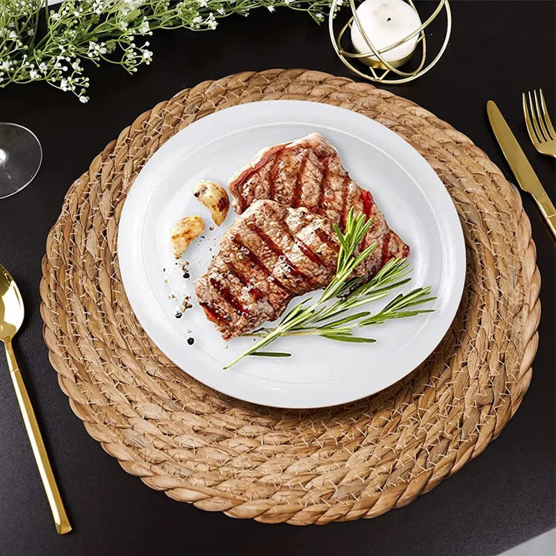 Handwoven Rattan Placemats – Round Heat Insulation Table Mats