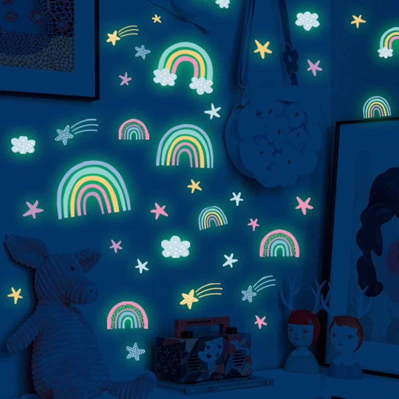 Glow-in-the-Dark Rainbow Wall Stickers for Kids Room