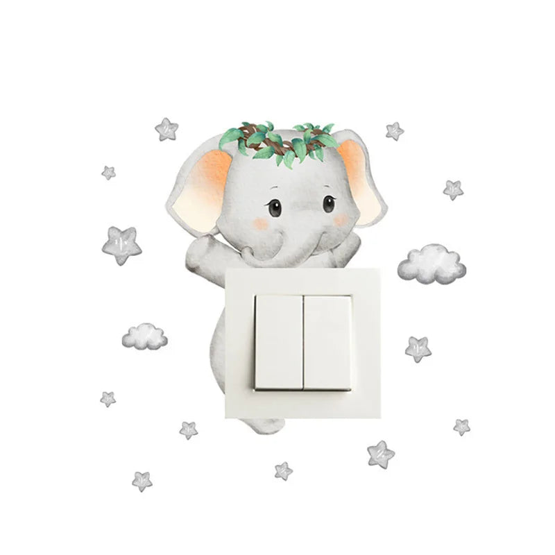 Cute Animal & Star Wall Stickers – Kids Bedroom Self-Adhesive Decals