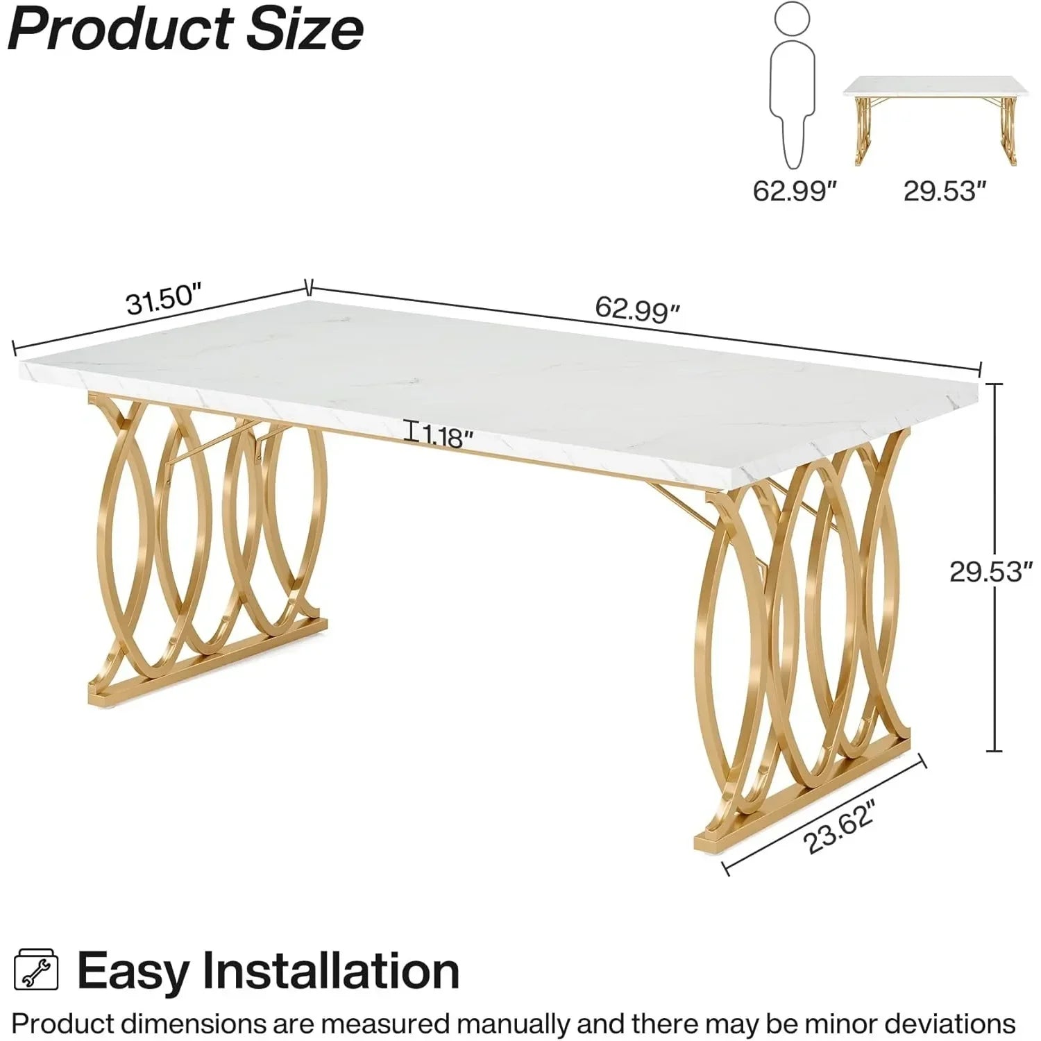 63" Modern Rectangular Dining Table – Seats 4-6 People