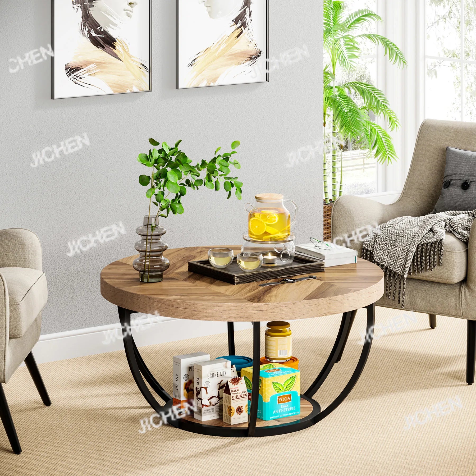 Tribesigns 31.7″ Round Coffee Table
