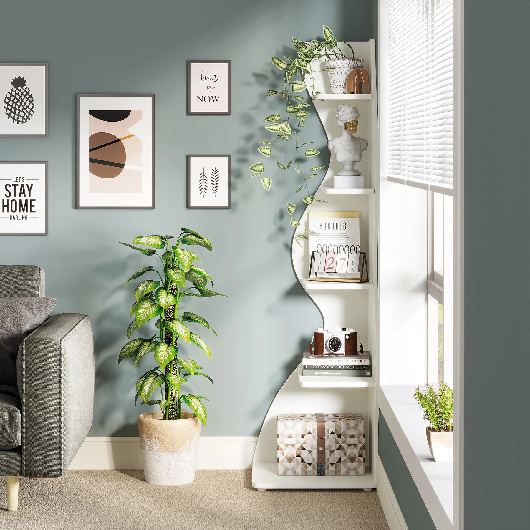 Tribesigns 5-Tier Modern Corner Bookshelf