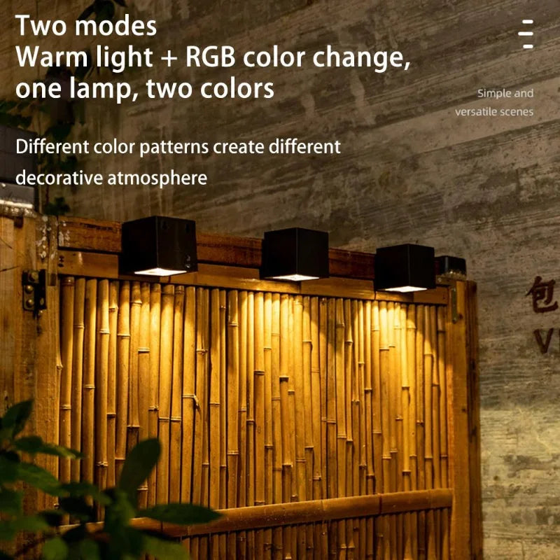 LED Solar Garden Wall Lamp – Outdoor Square Fence & Courtyard Light