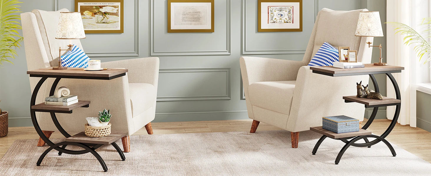 Tribesigns 3‑Tier C‑Shaped End Table