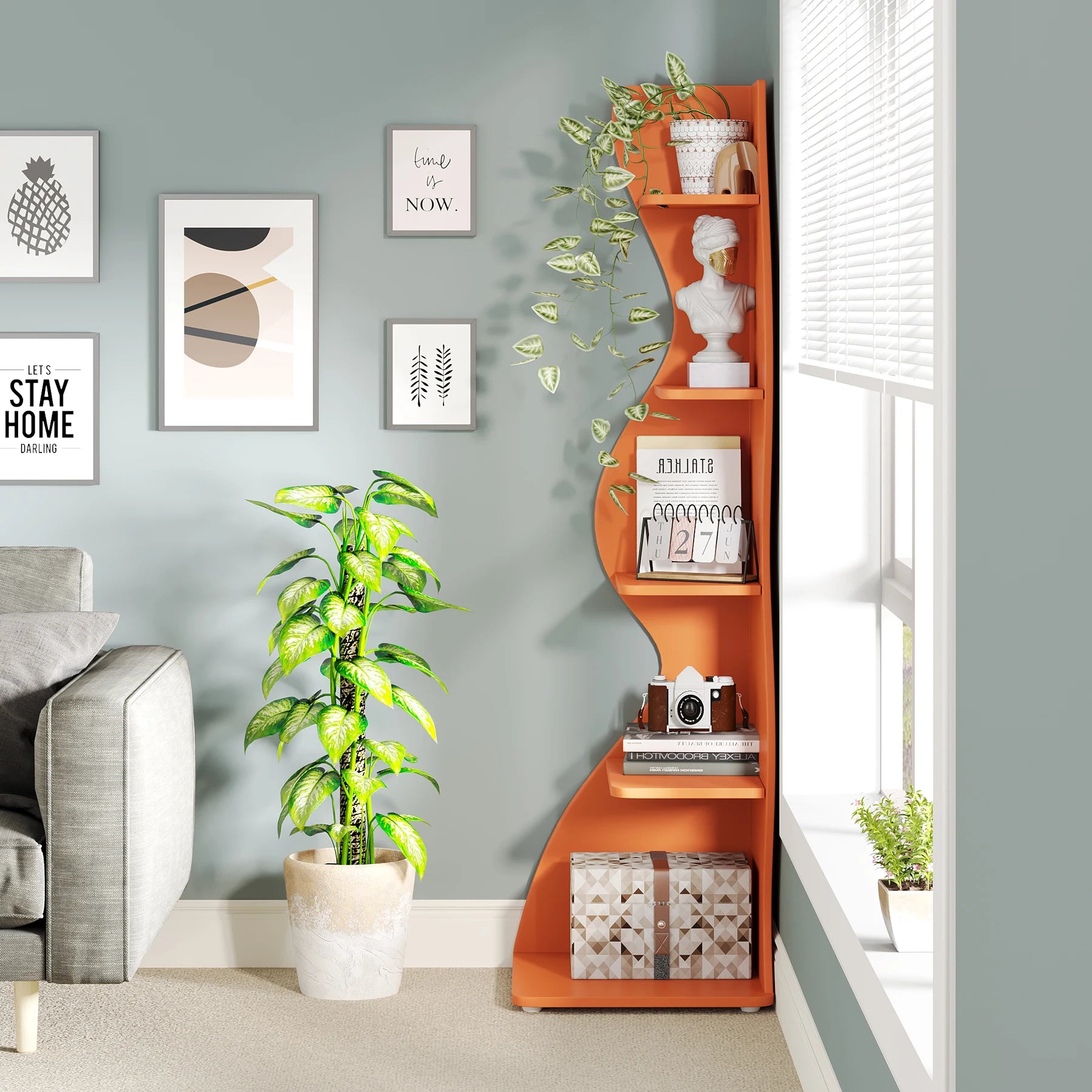 Tribesigns 5-Tier Modern Corner Bookshelf