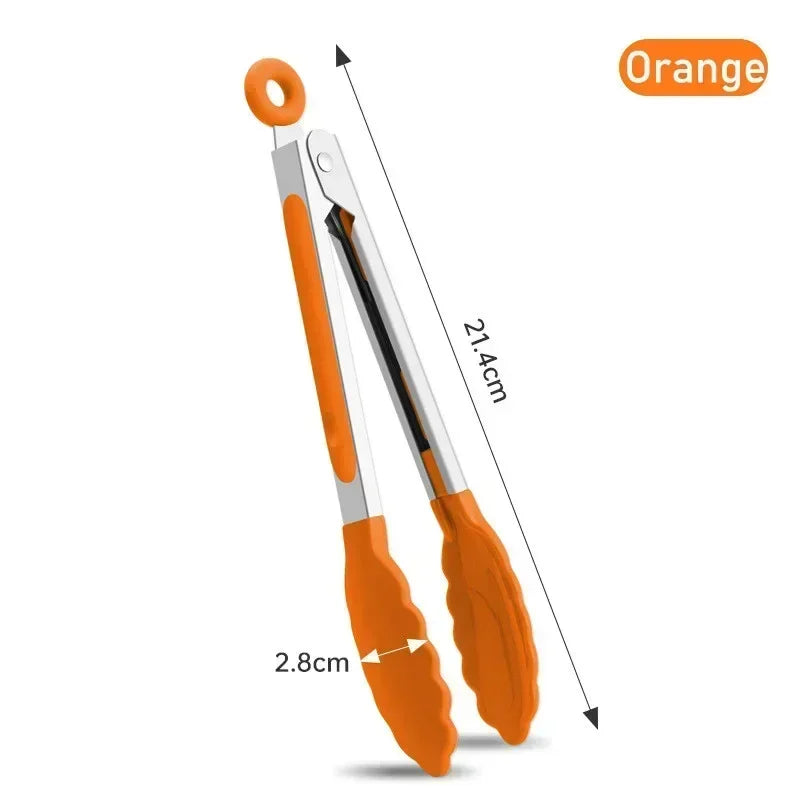 7-Inch Non-Slip Stainless Steel Food Tongs