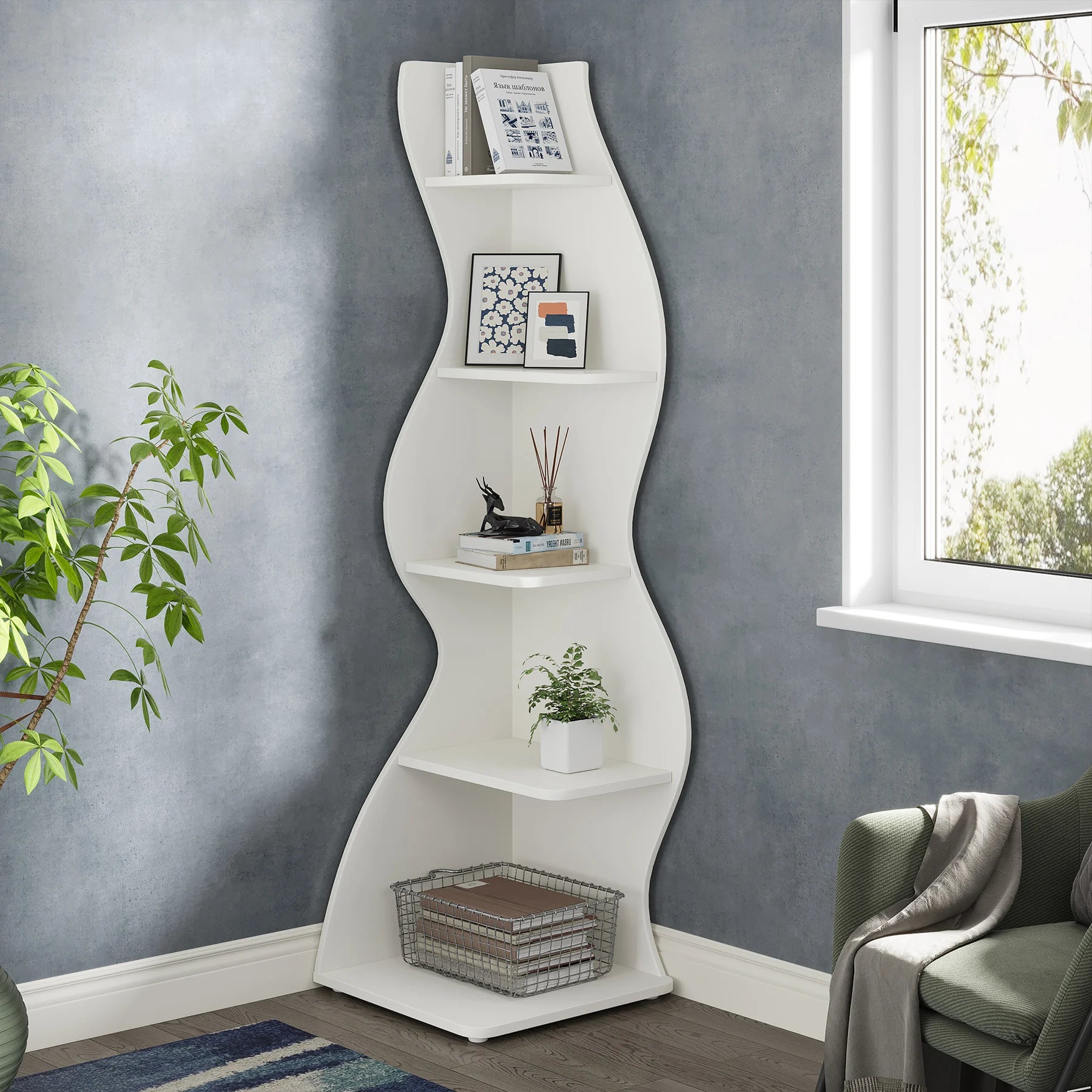 Tribesigns 5-Tier Modern Corner Bookshelf