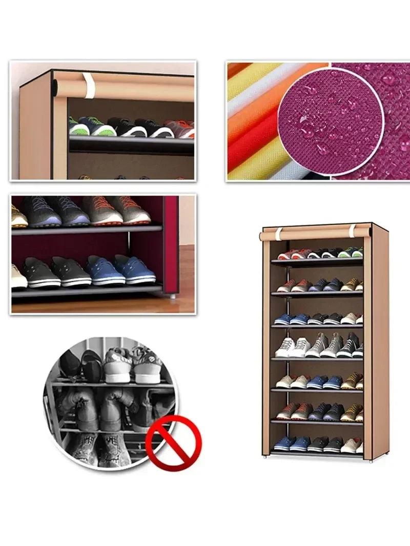Multi-Layer Fabric Dustproof Shoe Rack Cabinet