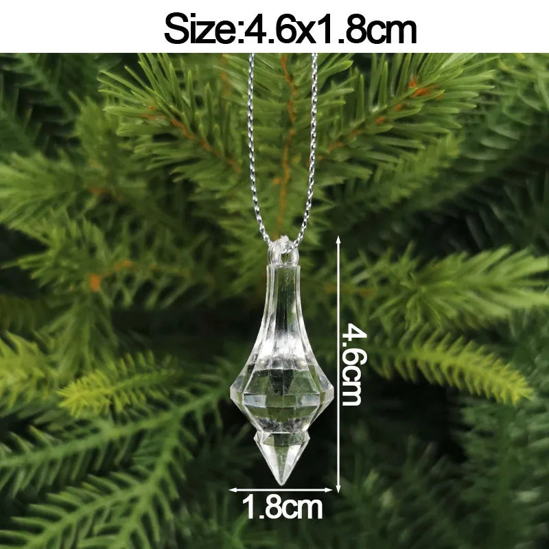 5PCS Crystal Acrylic Christmas Ornaments – Snowflake, Elk & Snowman