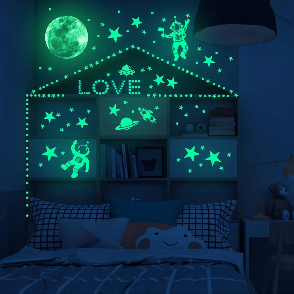 Glow-in-the-Dark Moon & Stars Wall Stickers – Kids Bedroom Decals