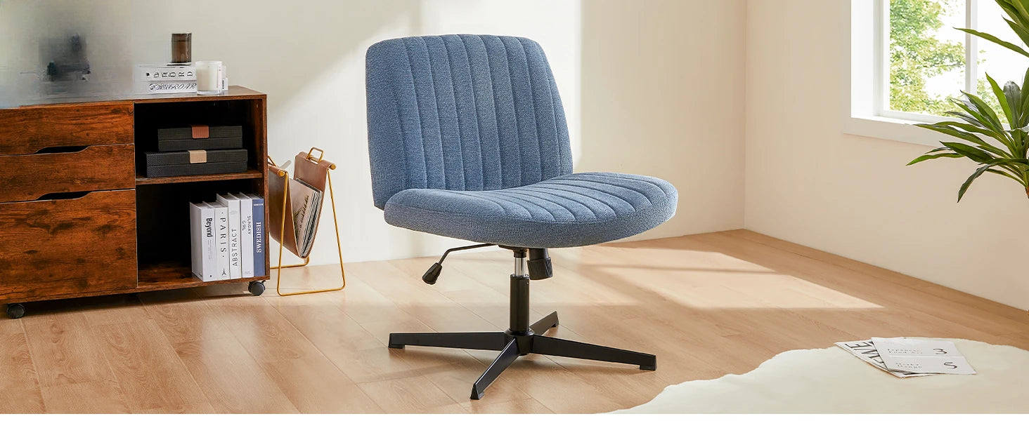 Criss-Cross Leg Office Chair – Armless Adjustable Swivel Seat