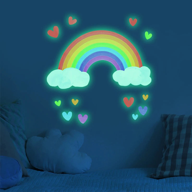 Glow-in-the-Dark Rainbow Wall Stickers for Kids Room