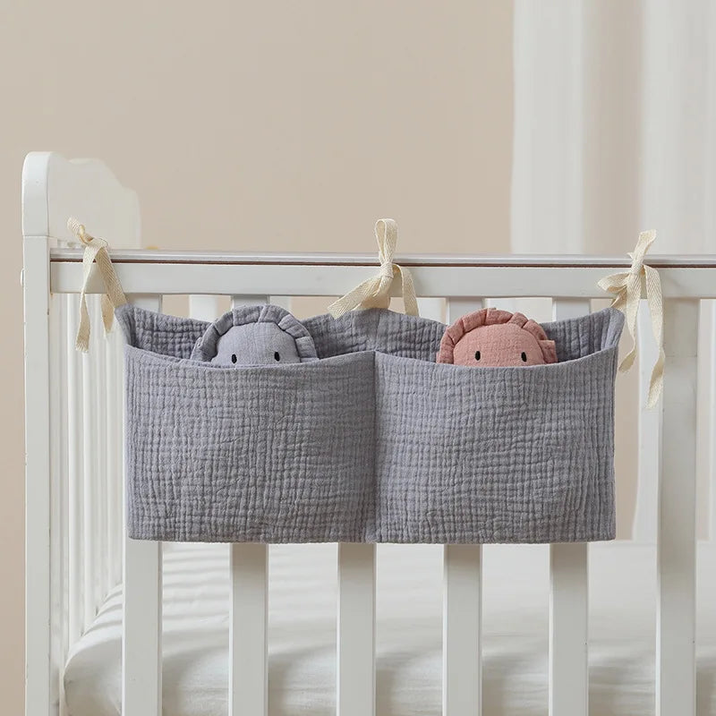 Baby Crib Organizer Hanging Storage Bag with 2 Pockets