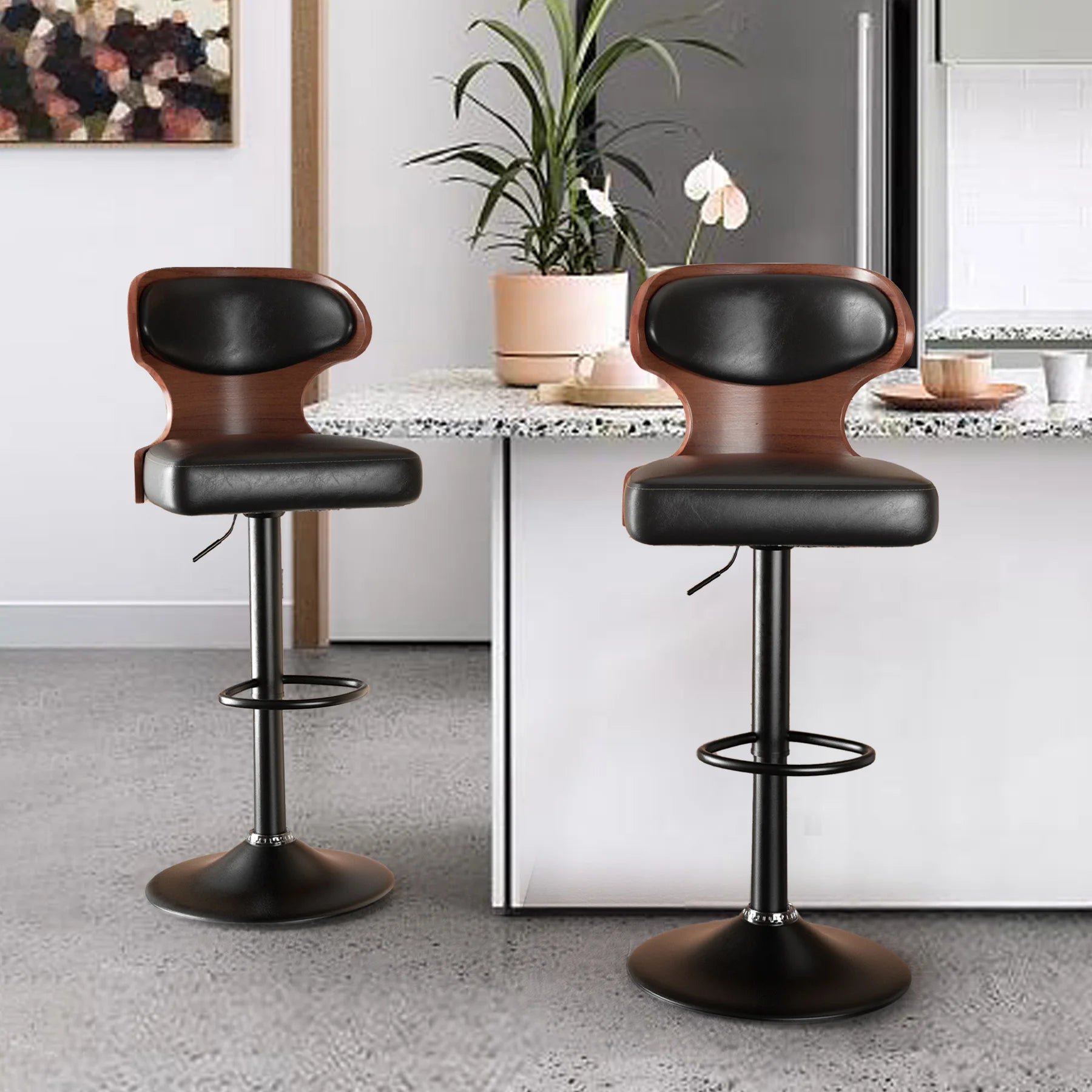 2PCS Bar Stools with Backrest – Soft Cushion Dining Chairs
