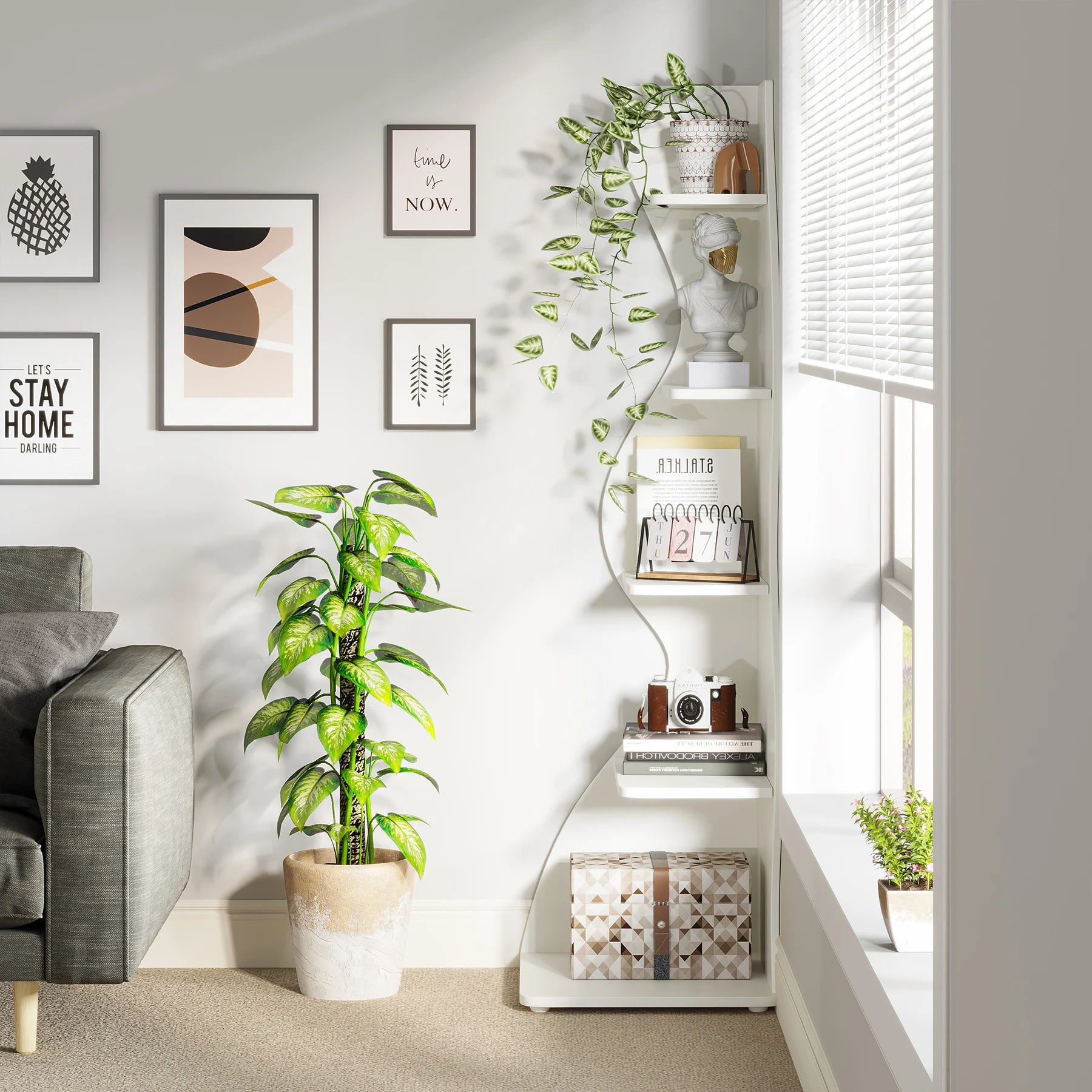 Tribesigns 5-Tier Modern Corner Bookshelf