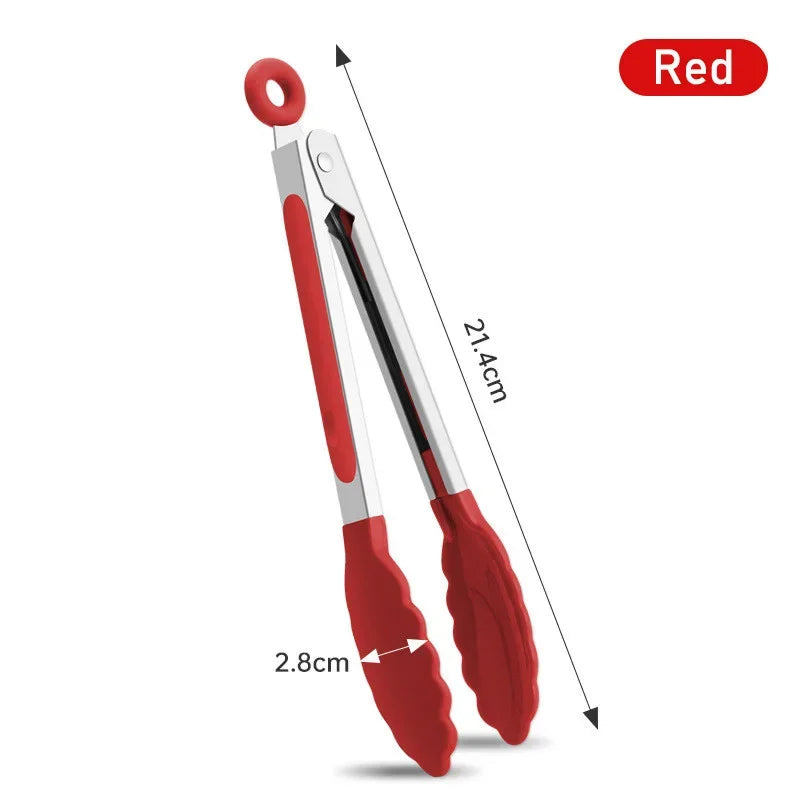7-Inch Non-Slip Stainless Steel Food Tongs