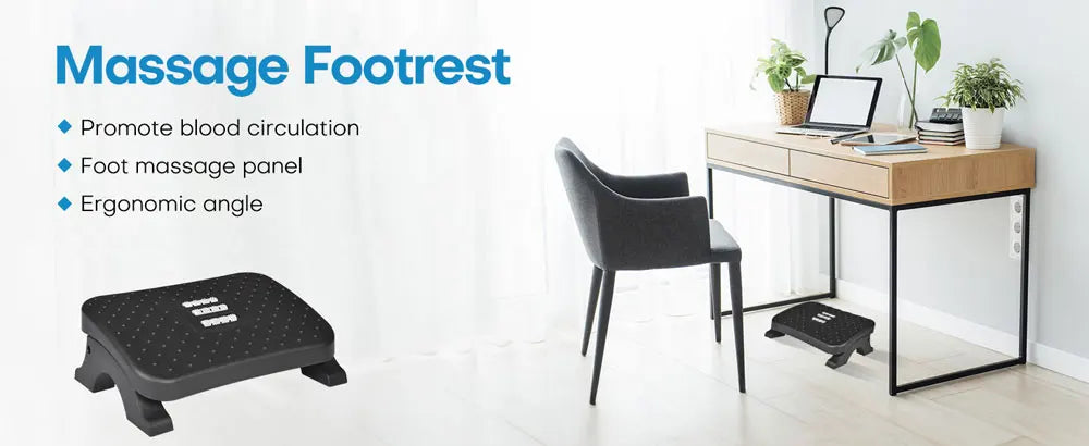 Ergonomic Under Desk Footrest with Massage Rollers