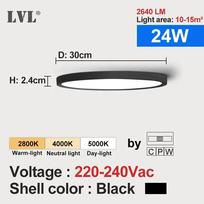 LVL Wood Grain LED Ceiling Light with 3-in-1 Color Modes